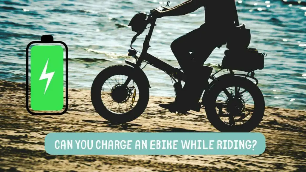 Photo of a man riding an electric bike by the sea. Can You Charge an Ebike While Riding?