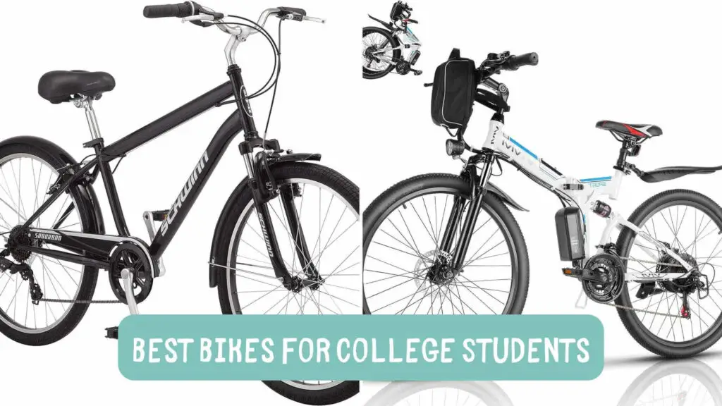 Photo of a schinn bicycle on the left and a vivi folding electric bike on the right. Best Bikes for College Students.