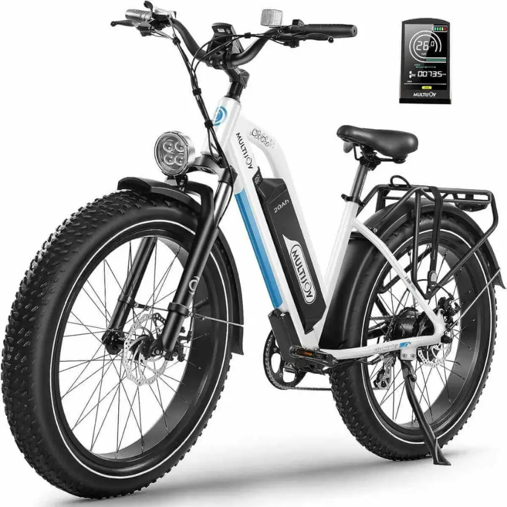 Photo of a MULTIJOY Electric Bike for Adults in a white color and on a white background.