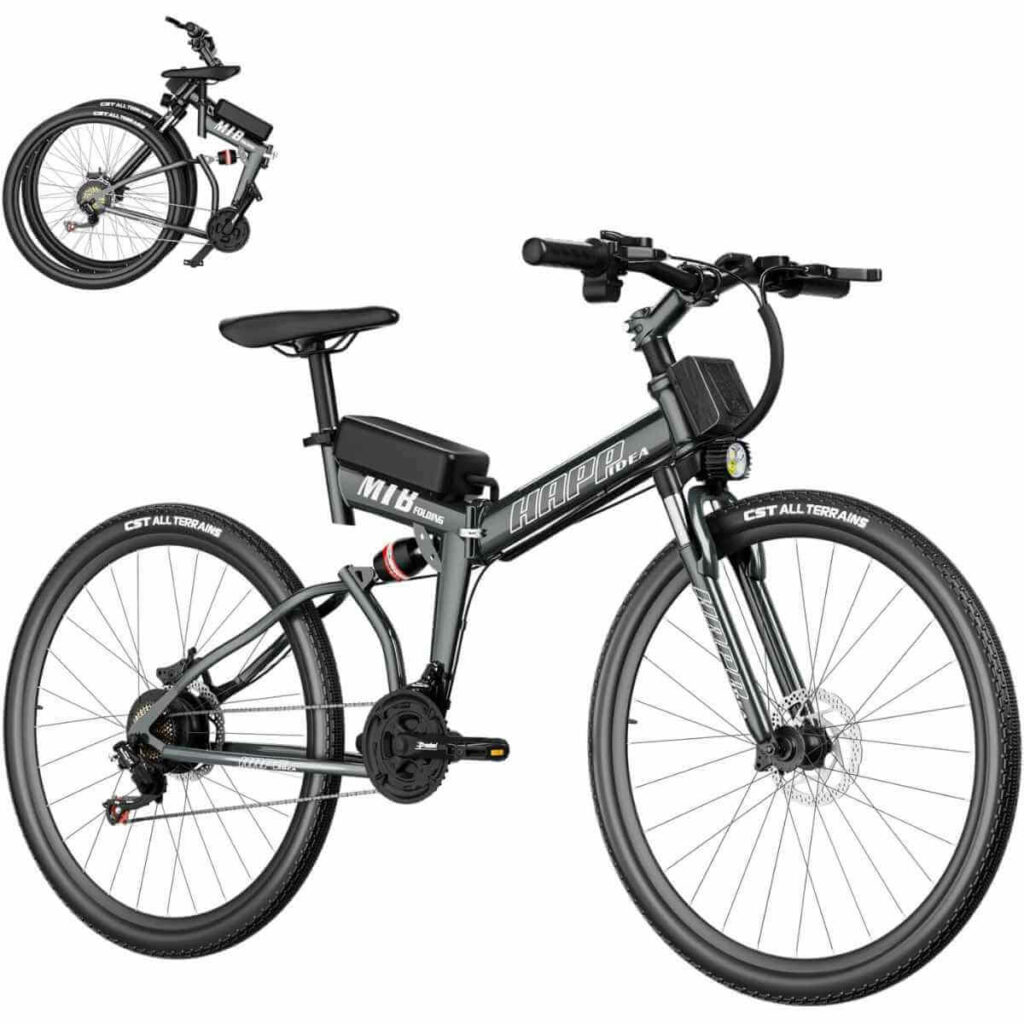Photo of a gray Stopsad Foldable Electric Bike on a white background.