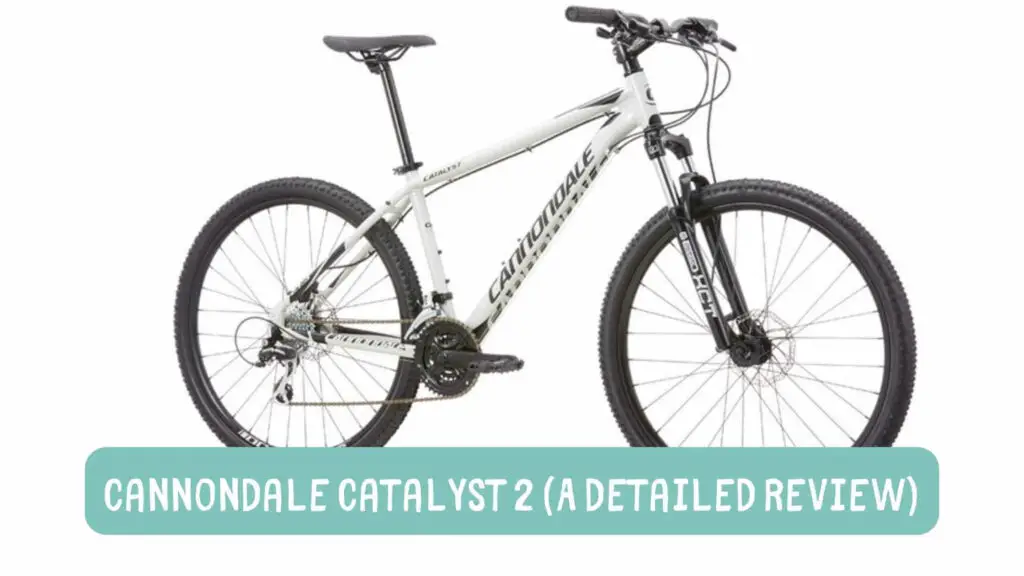 Photo of a white Cannondale Catalyst 2 on a white background.