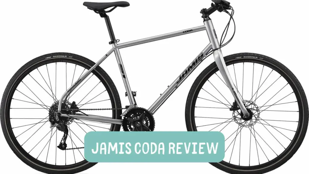 Photo of a silver jamis coda bike on a white background.