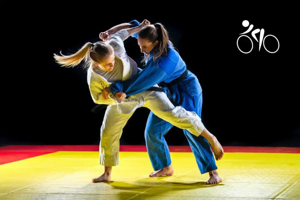 photo of two women practicing Judo.