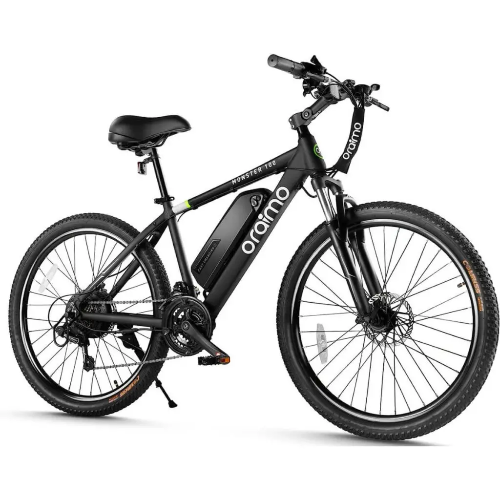 Photo of a black oraimo electric mountain bike for adults.