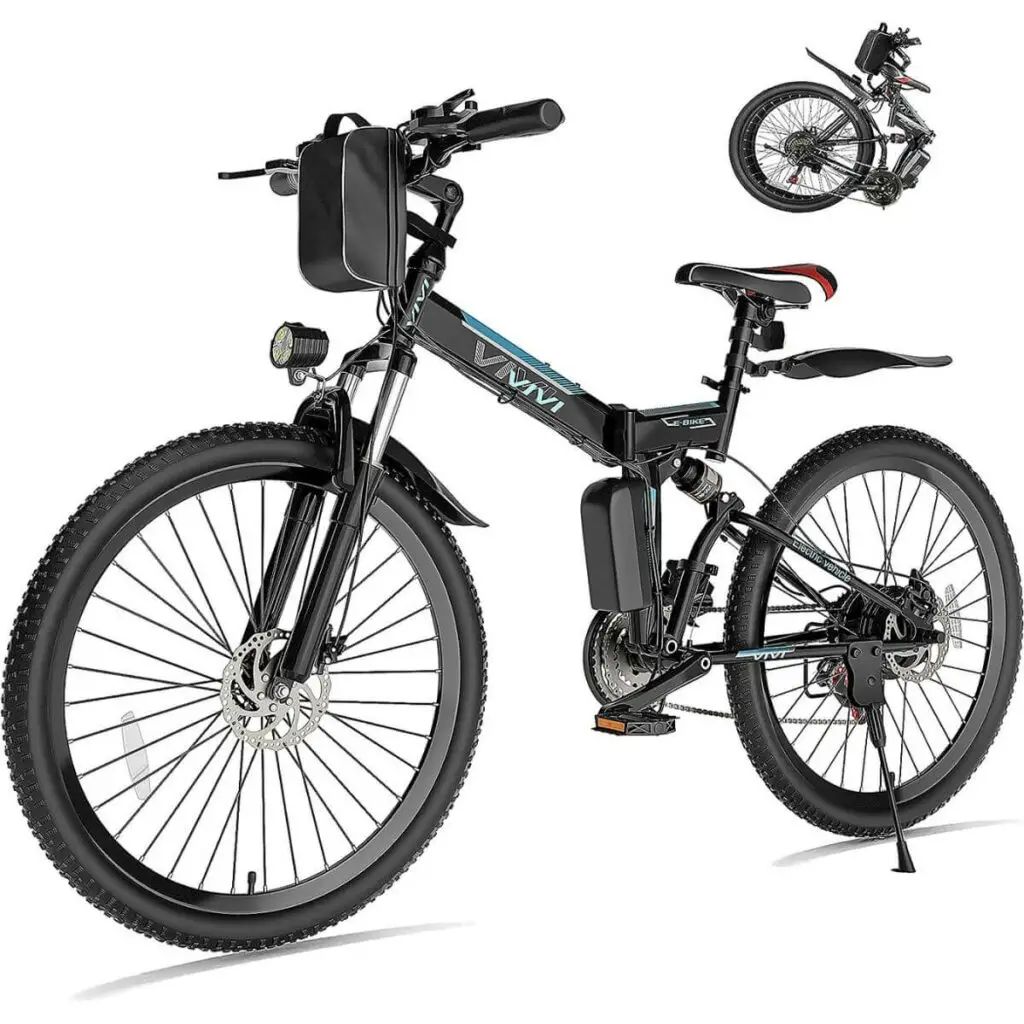 Photo of a black Vivi foldable electric bike for adults.